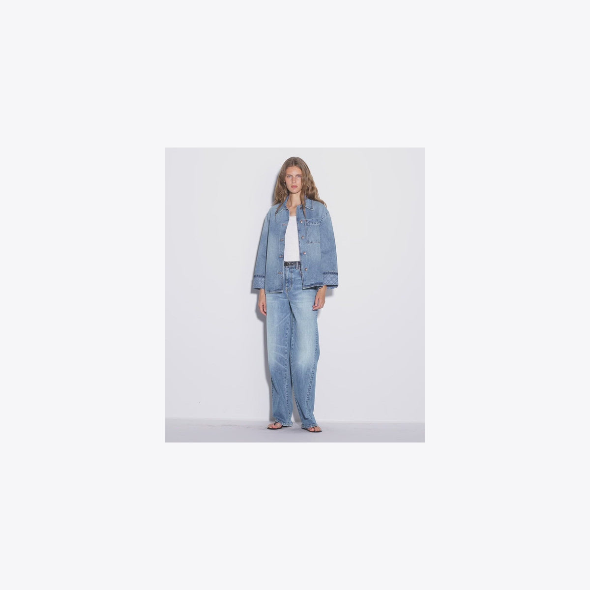 Tory Burch Denim Barn Jacket - Light Vintage Wash - 4