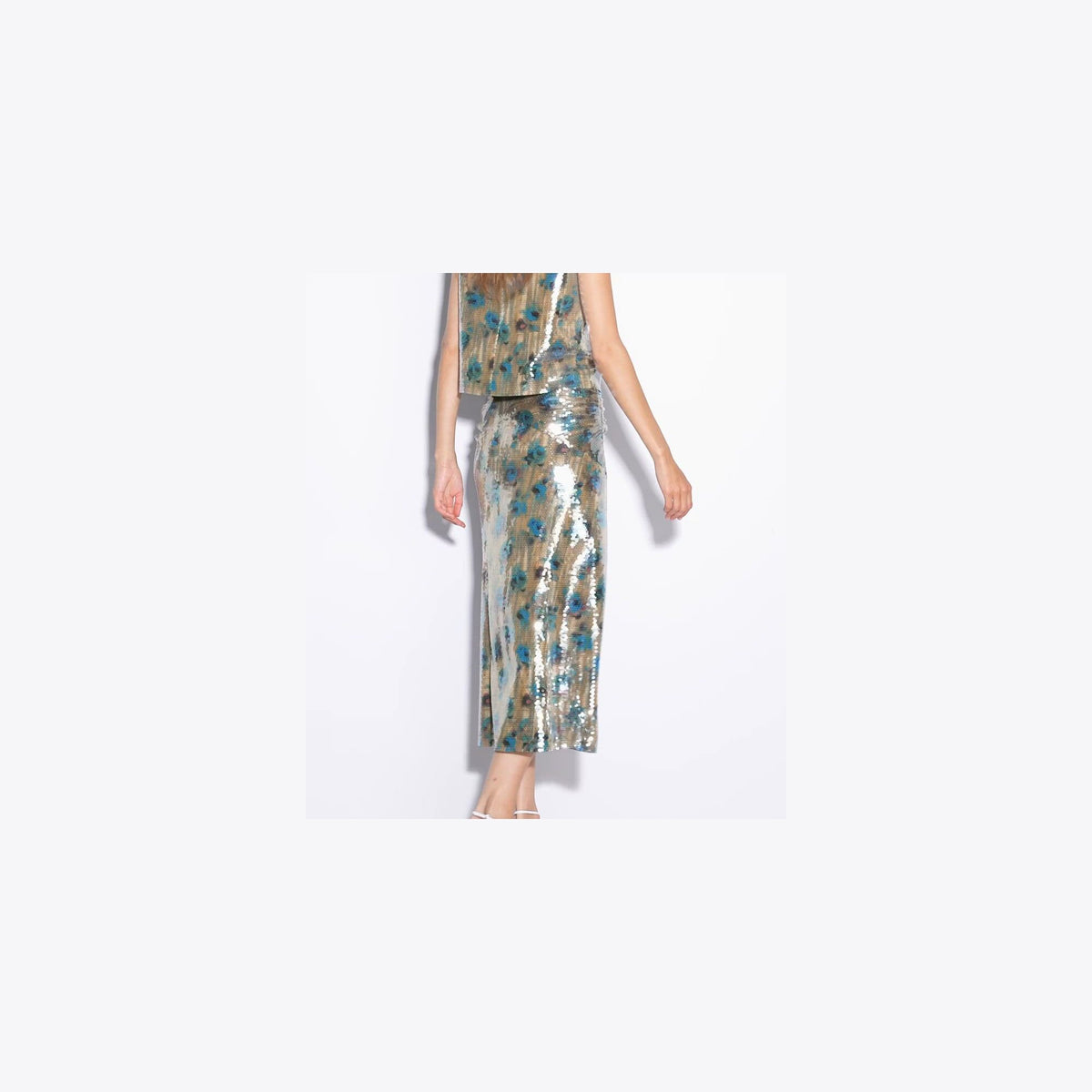 Tory Burch Sequin Shell Top - Blue Roses - 4