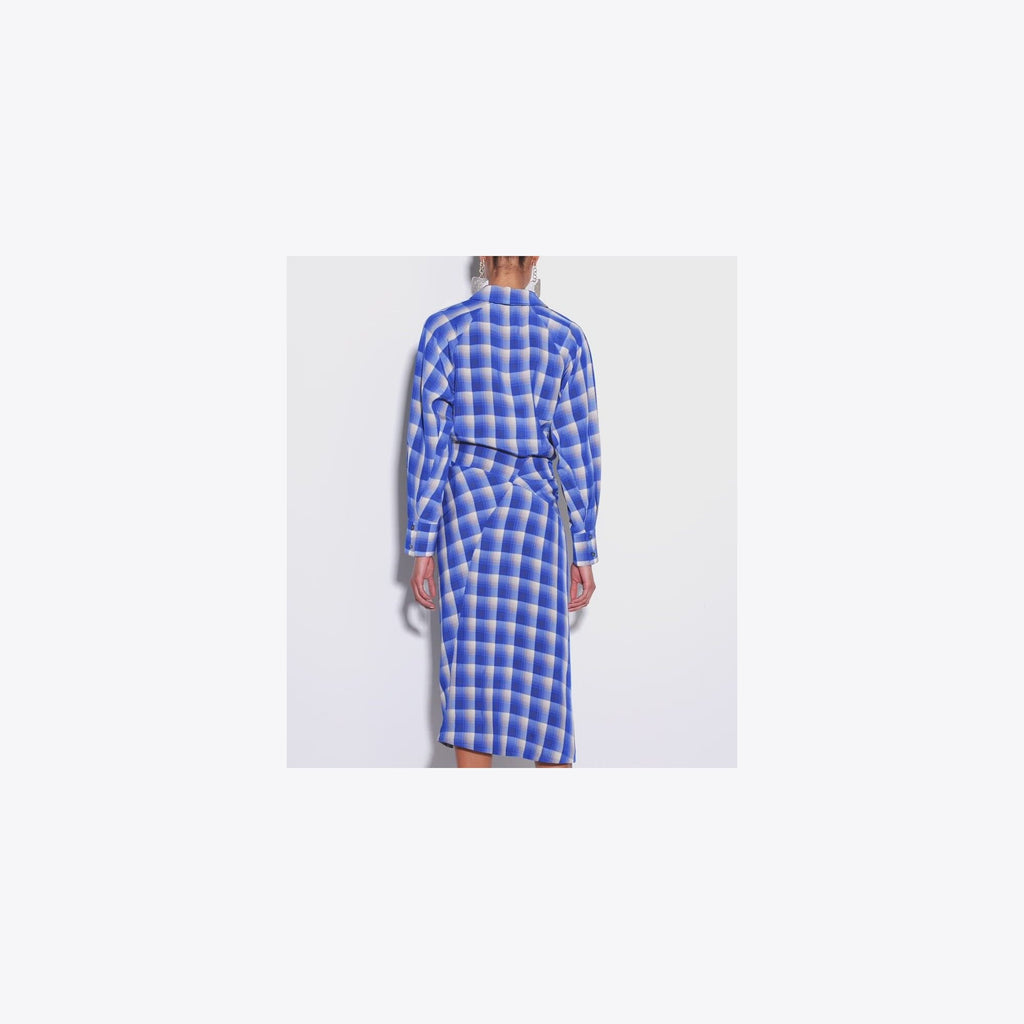 Tory Burch Plaid Viscose Shirtdress - Blue / Ivory - 4