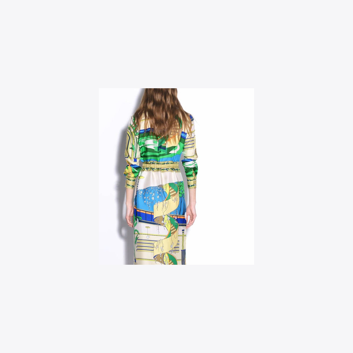 Tory Burch Printed Silk Shirtdress - The Pool Blue - 4