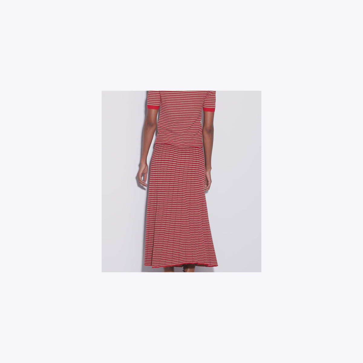 Tory Burch Striped Viscose Polo - Red / Navy / Ivory - 4