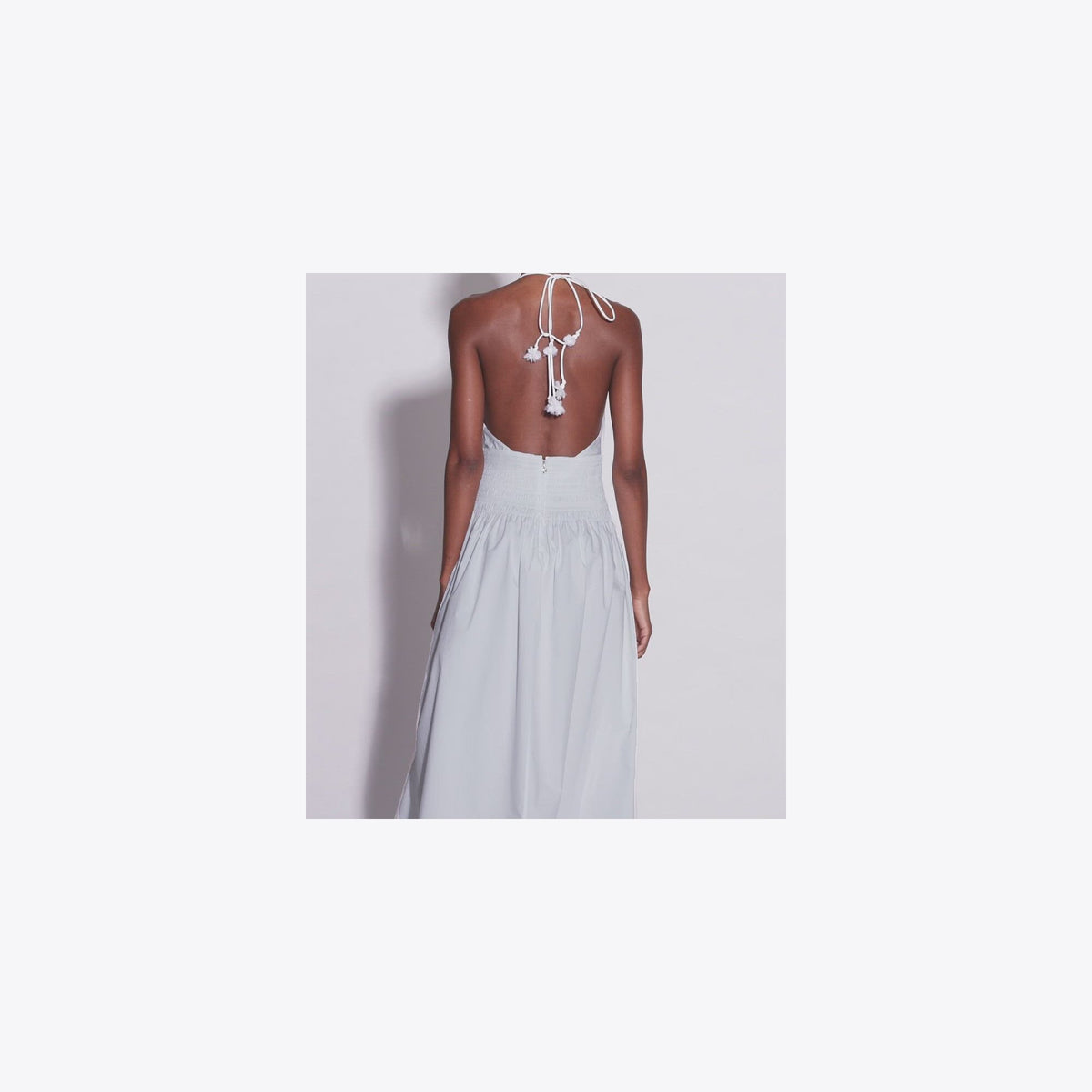 Tory Burch Smocked Poplin Halter Dress - White - 4