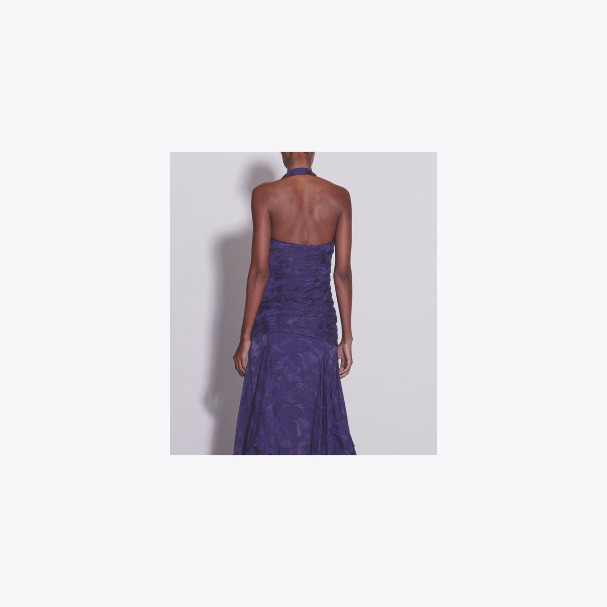 Tory Burch Floral Jacquard Halter Dress - Ballpoint Blue - 4