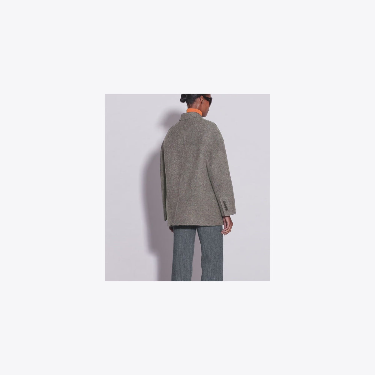 Tory Burch Wool Herringbone Jacket - Gray Herringbone - 5