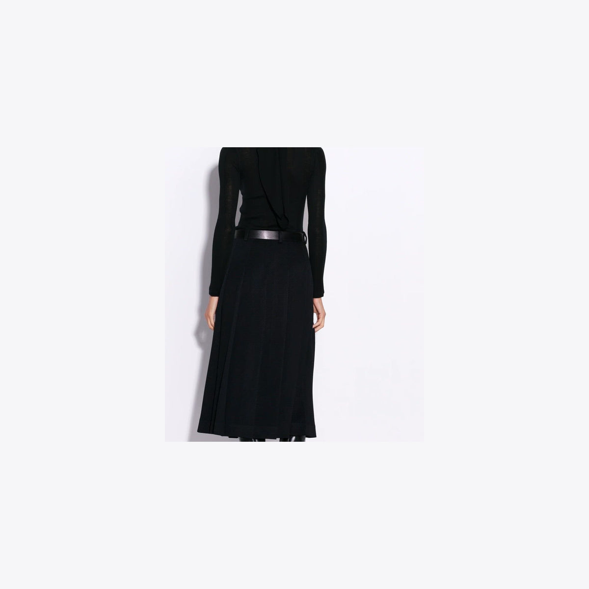 Tory Burch Tailored Twill Pleated Skirt - Black - 4