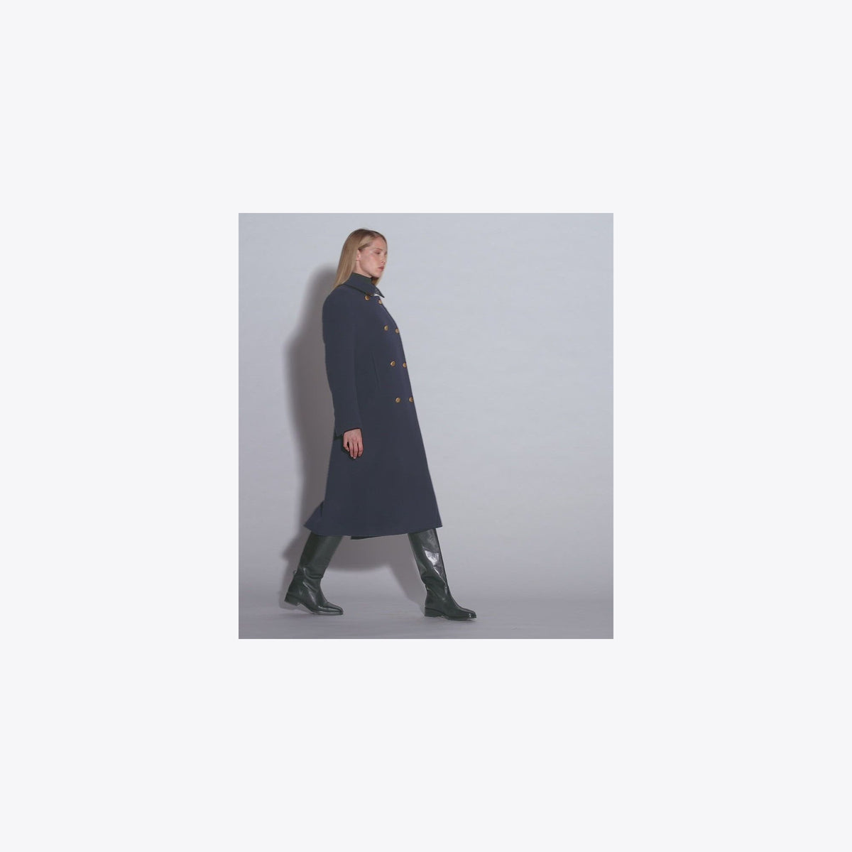 Tory Burch Tailored Long Wool Peacoat - Medium Navy - 4