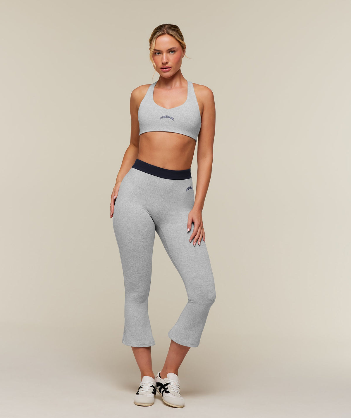Gymshark Training Campus Shorty Leggings - Light Grey Core Marl/Heavy Blue - 4
