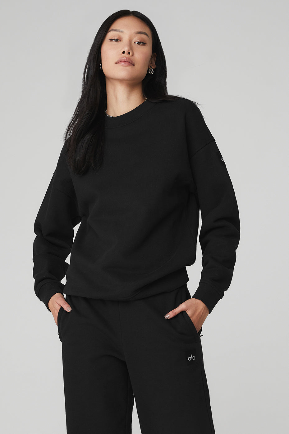 ALO Yoga Renown Heavy Weight Crew Neck Pullover - Black