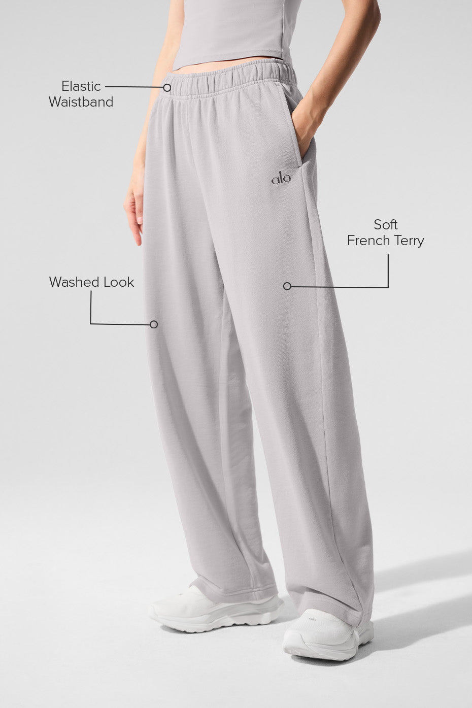 ALO Yoga Washed Accolade Straight Leg Sweatpant - Grey Sky Wash - 2
