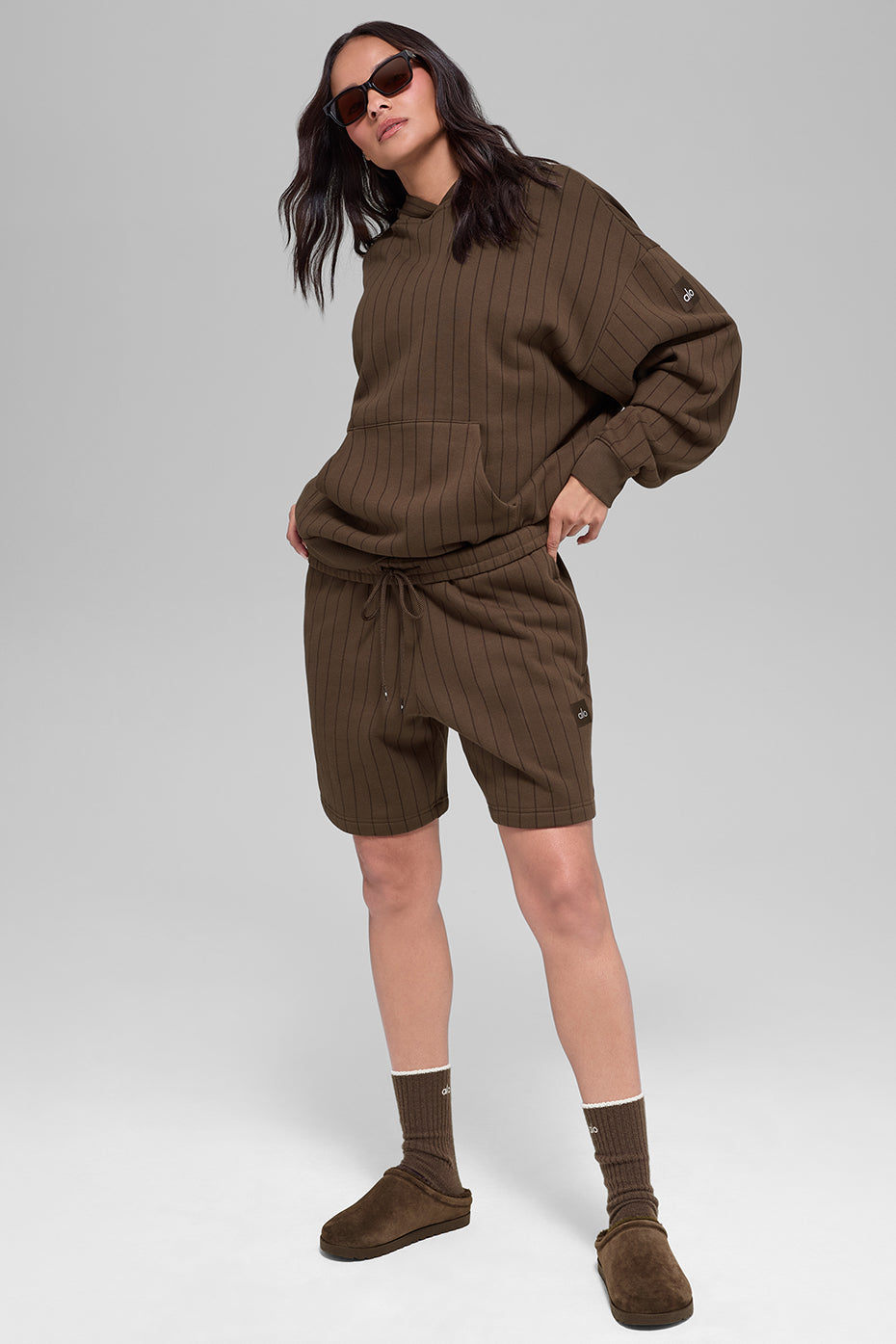 ALO Yoga 7" Pinstripe Short - Espresso Pinstripe - 4