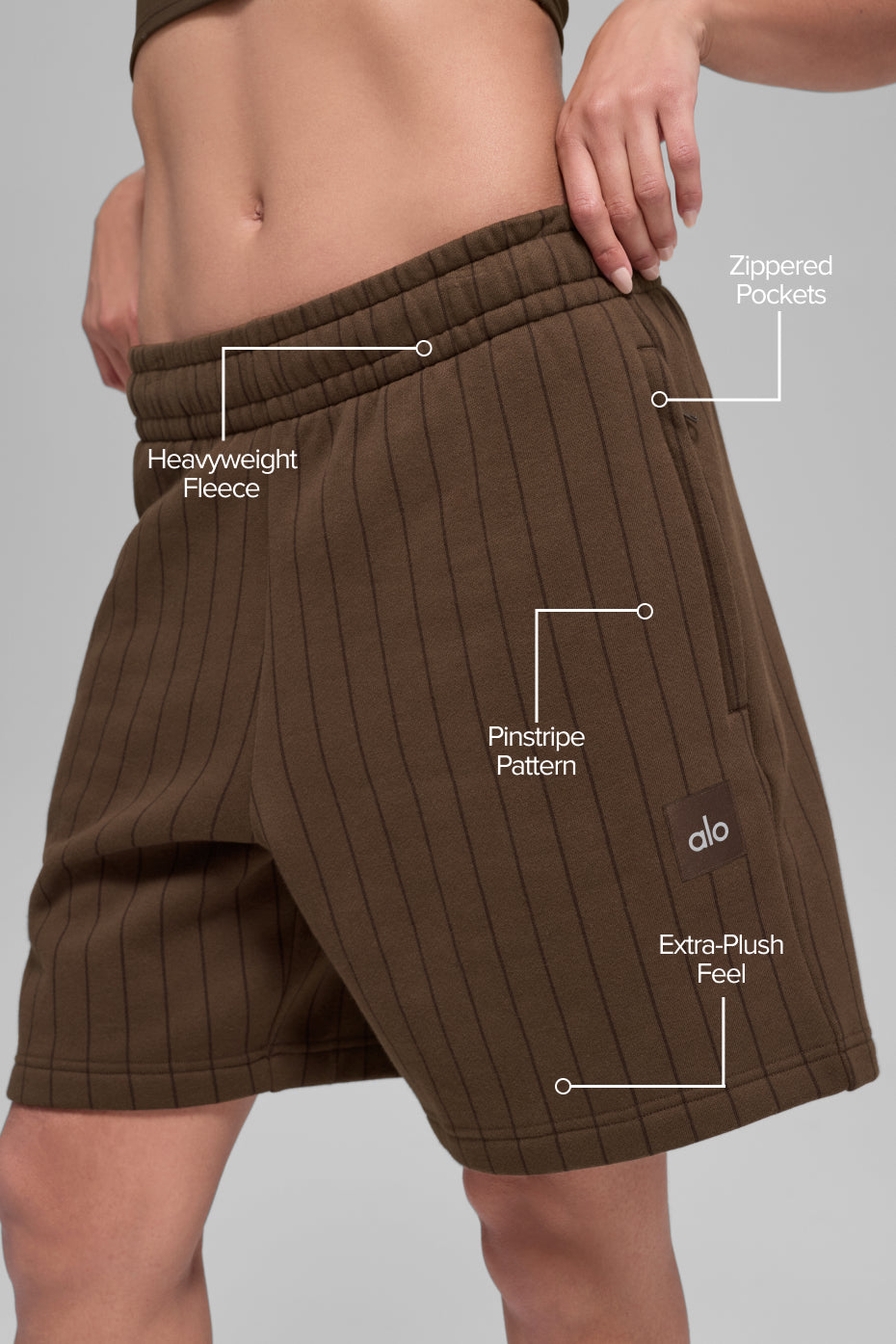 ALO Yoga 7" Pinstripe Short - Espresso Pinstripe - 2