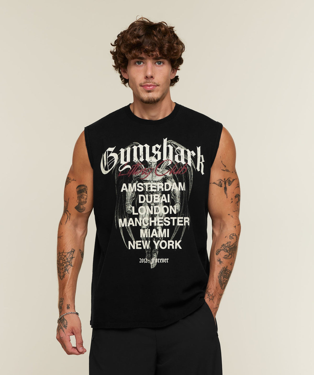 Gymshark Vengeance Graphic Tank - Black/Wash - 4