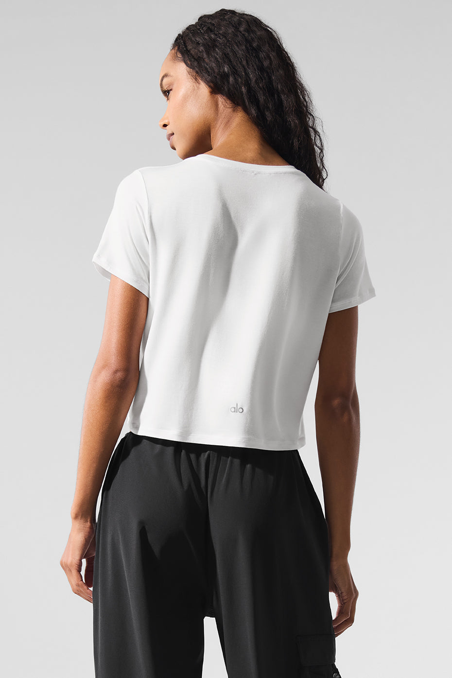 ALO Yoga Cropped All Day Short Sleeve - White - 2