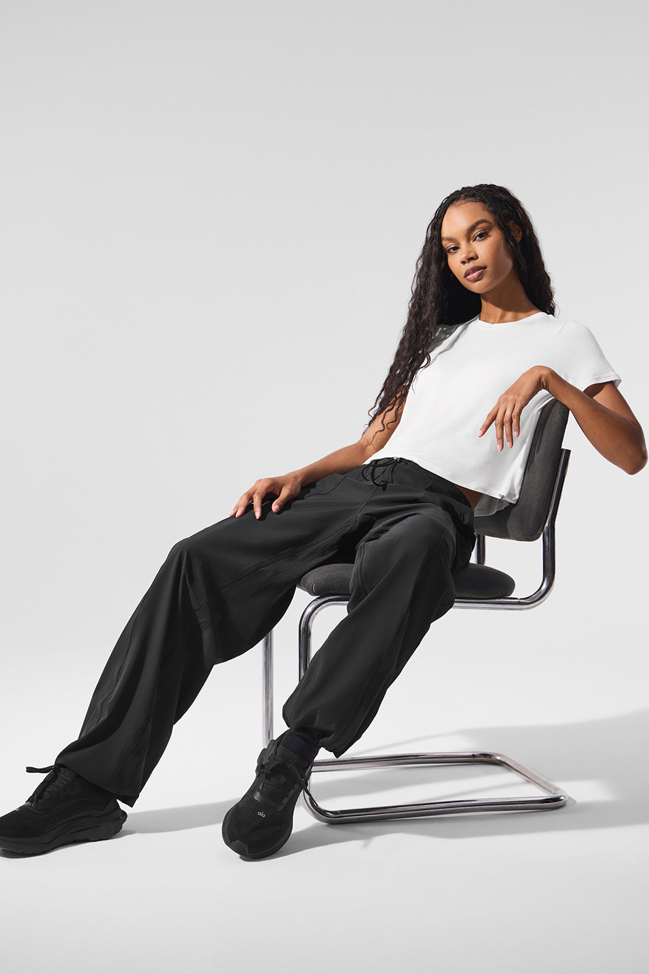 ALO Yoga Cropped All Day Short Sleeve - White - 5