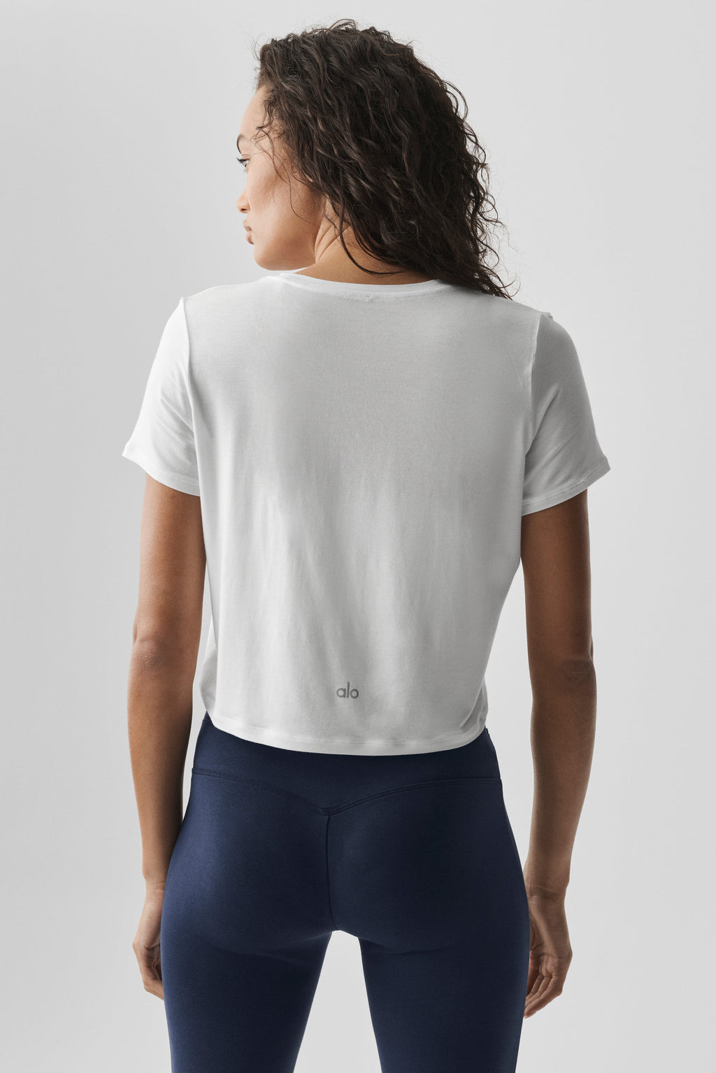 ALO Yoga Cropped All Day Short Sleeve - White - 2