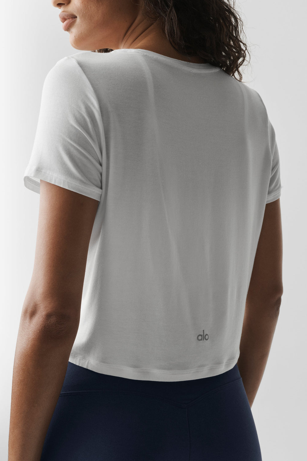 ALO Yoga Cropped All Day Short Sleeve - White - 4