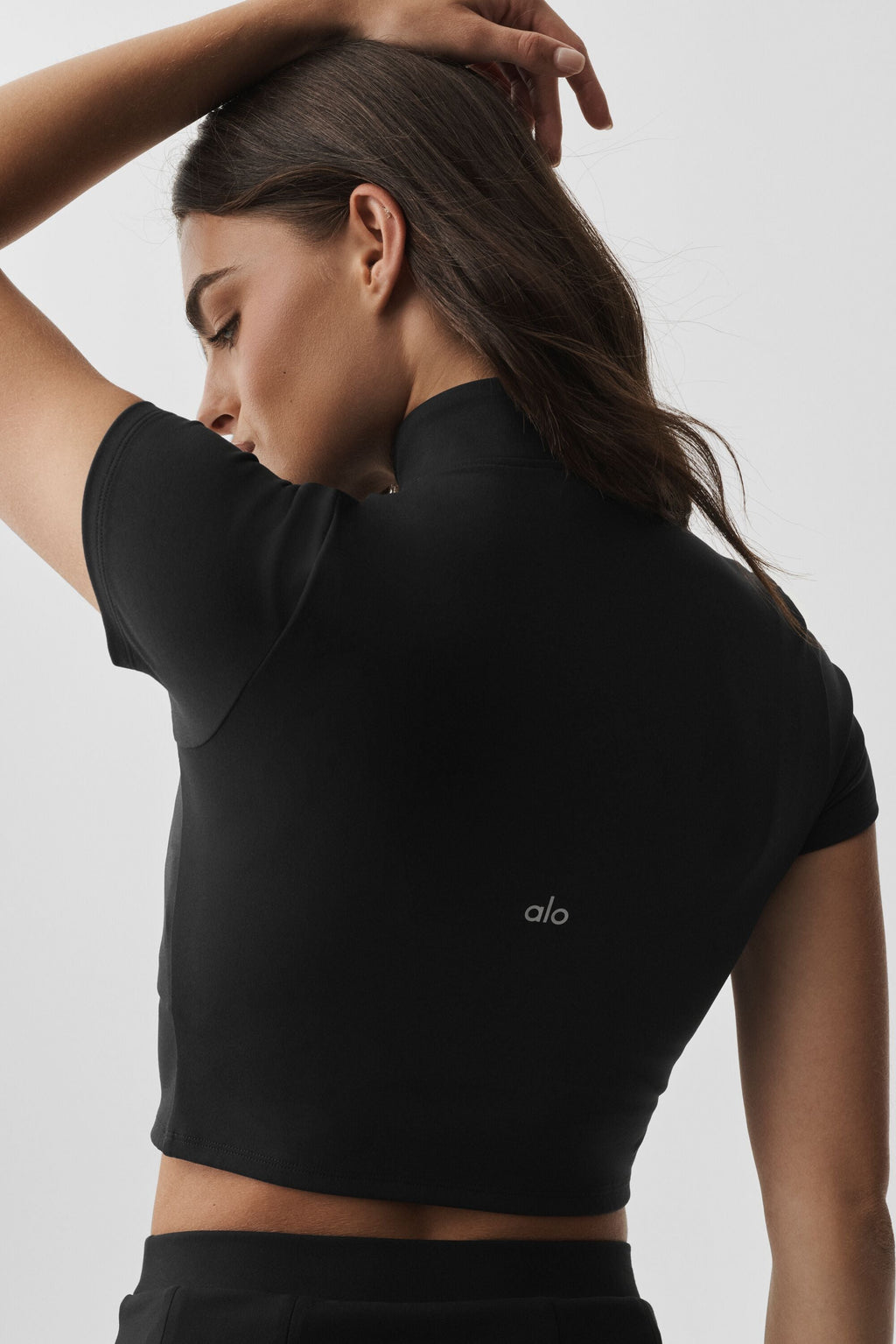 ALO Yoga Softsculpt Full Zip Short Sleeve - Black - 4