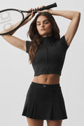 ALO Yoga Softsculpt Full Zip Short Sleeve - Black