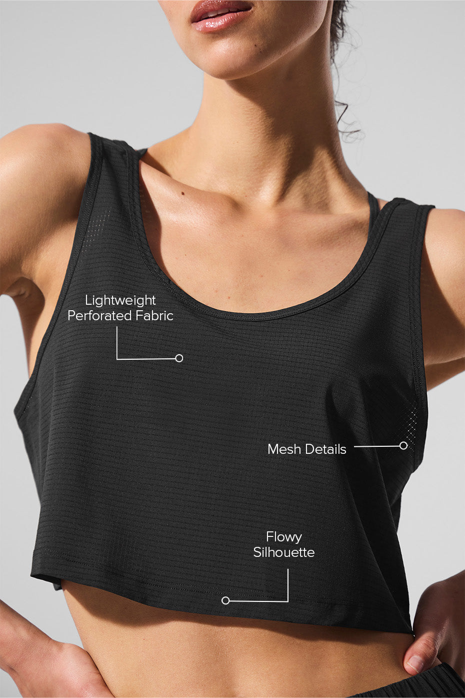 ALO Yoga Cropped Sport Star Tank - Black - 2