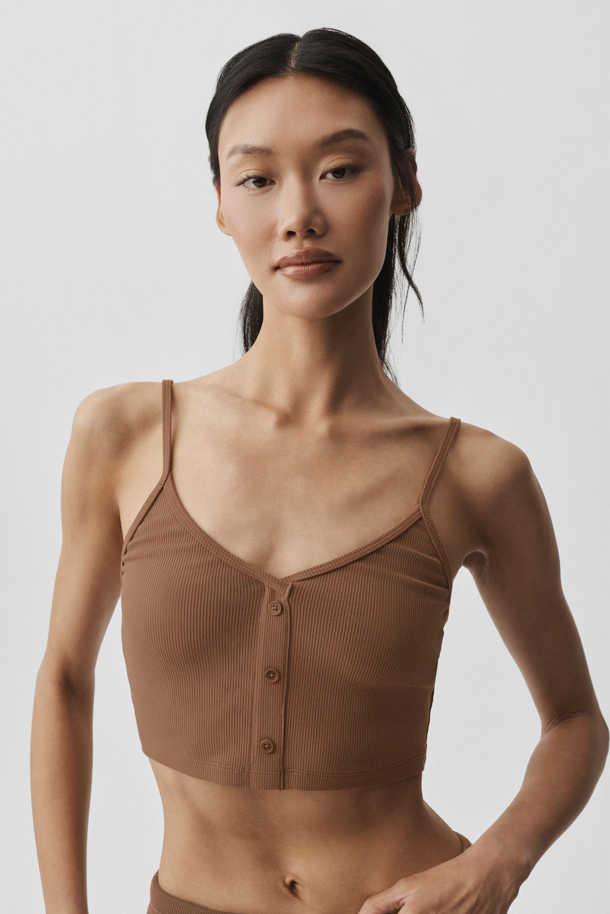 ALO Yoga Ribbed Delicate Lounge Tank - Sun Kissed Brown - 3