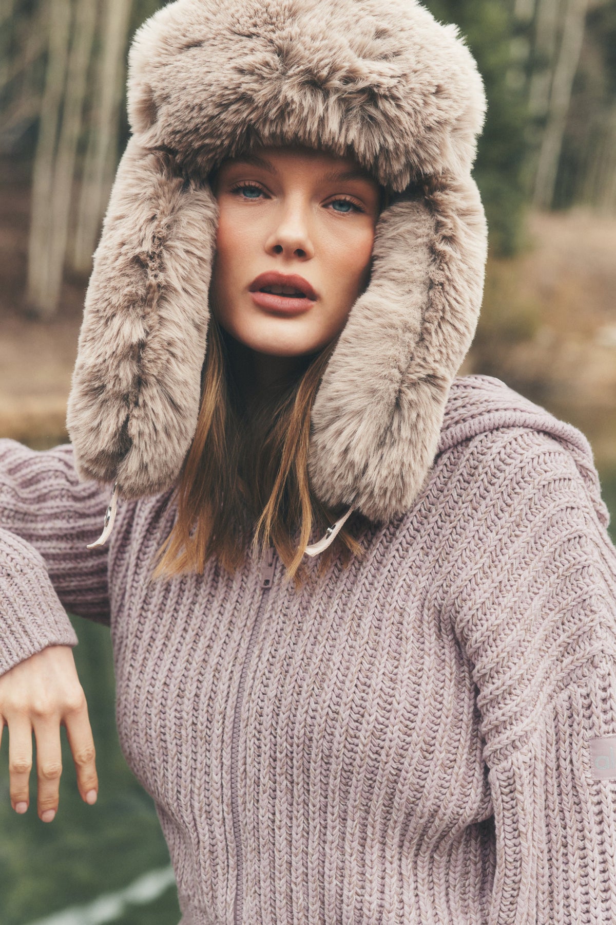 ALO Yoga Marl Sweater Rewind Full Zip Hoodie - Frosted Pearl Marl