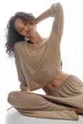 ALO Yoga Semi-Sheer Oasis Boxy Long Sleeve - Java Brown Heather