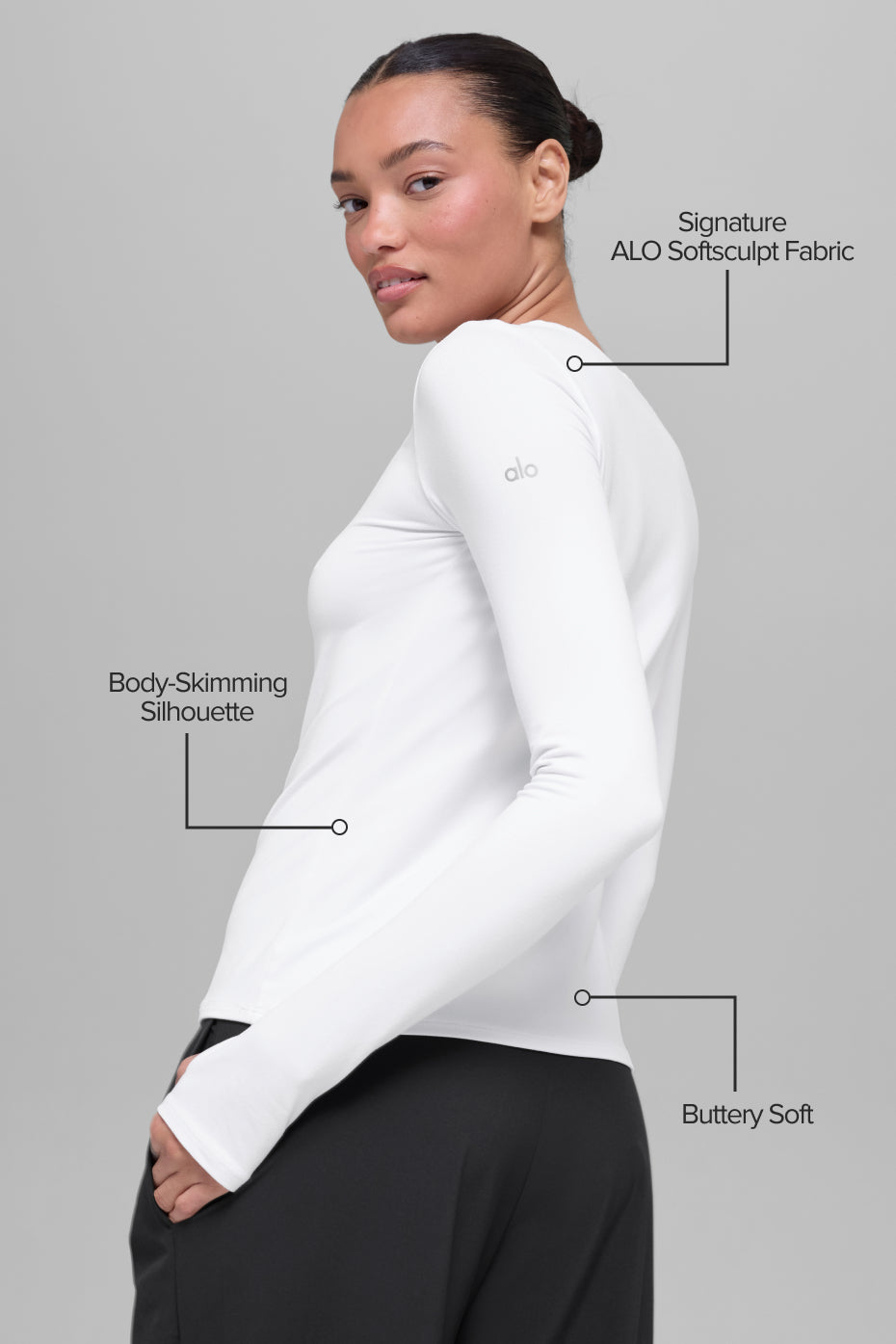ALO Yoga Alosoft Finesse Long Sleeve - White - 2