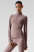 ALO Yoga Alosoft 1/2 Zip Rapid Pullover - Mushroom