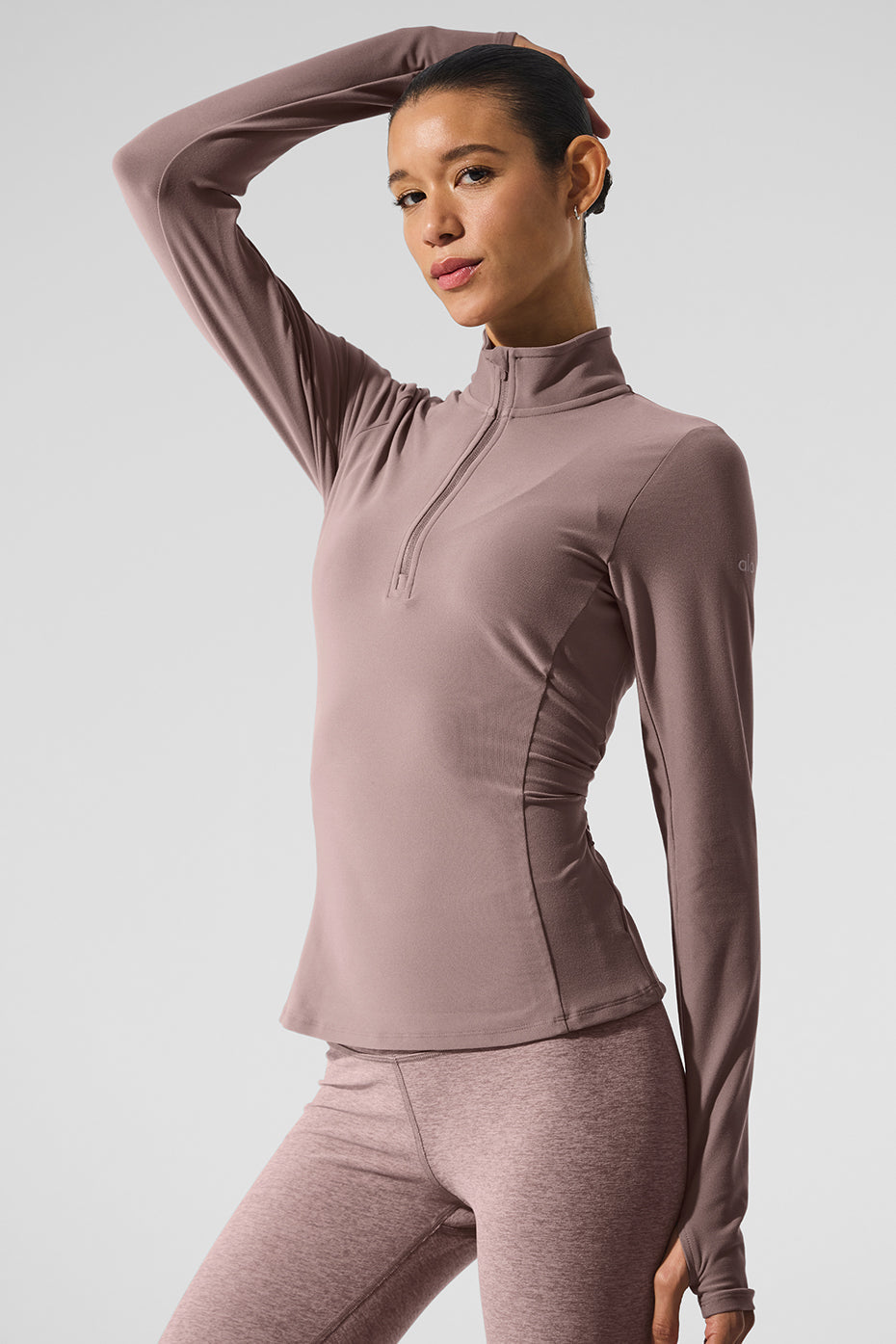 ALO Yoga Alosoft 1/2 Zip Rapid Pullover - Mushroom - 4