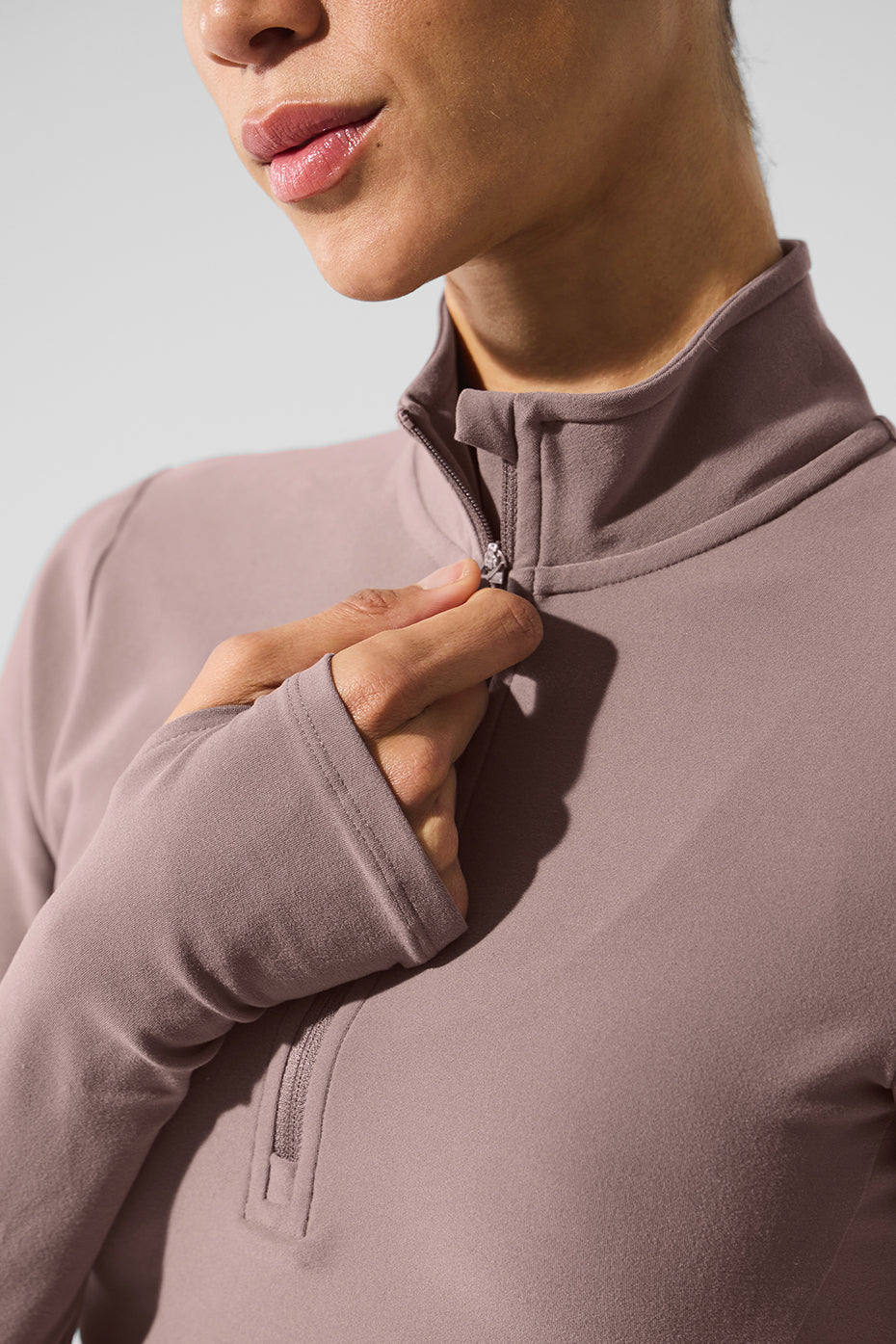 ALO Yoga Alosoft 1/2 Zip Rapid Pullover - Mushroom - 5