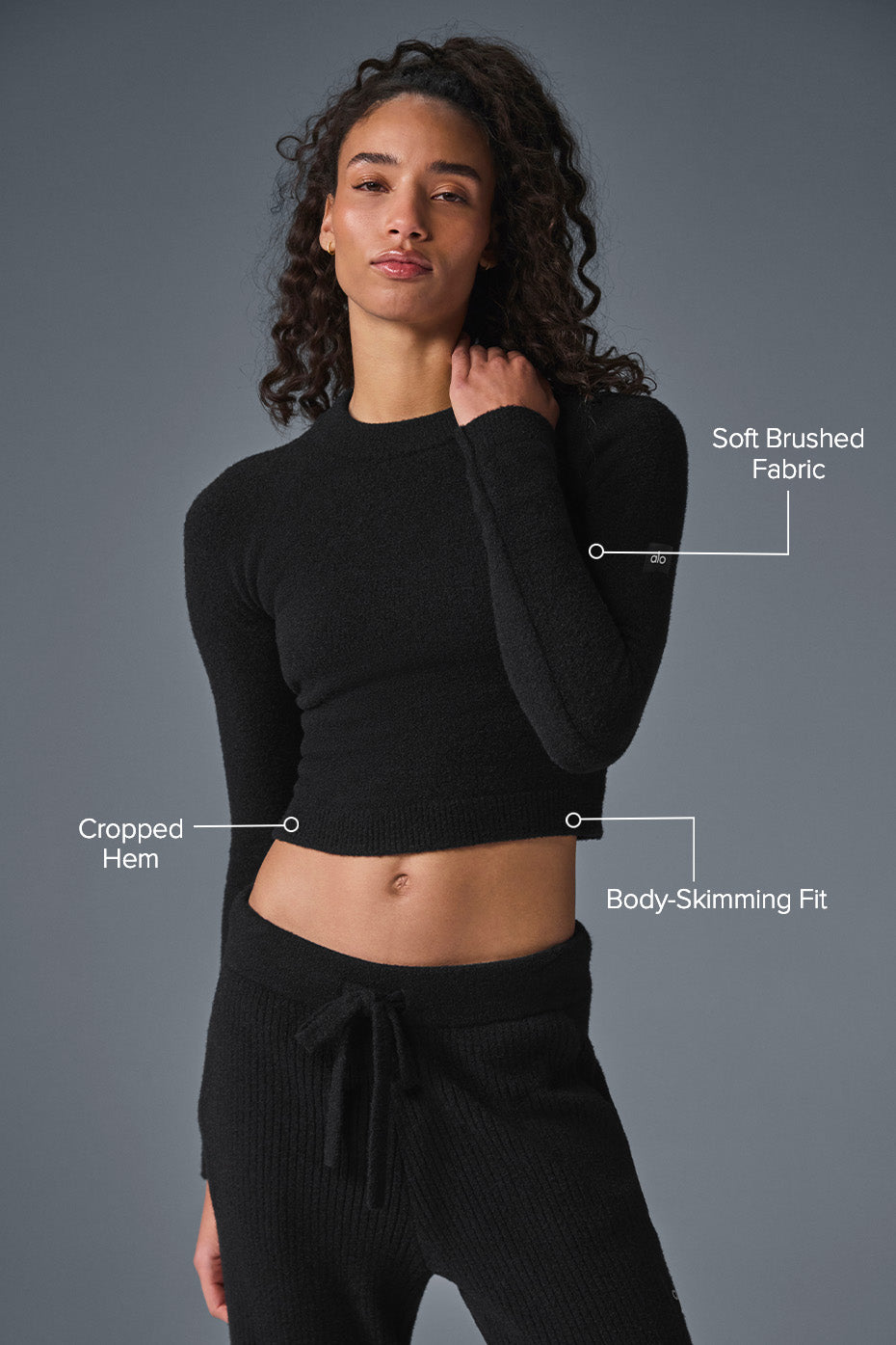 ALO Yoga Snuggle Up Sweater Long Sleeve - Black - 2