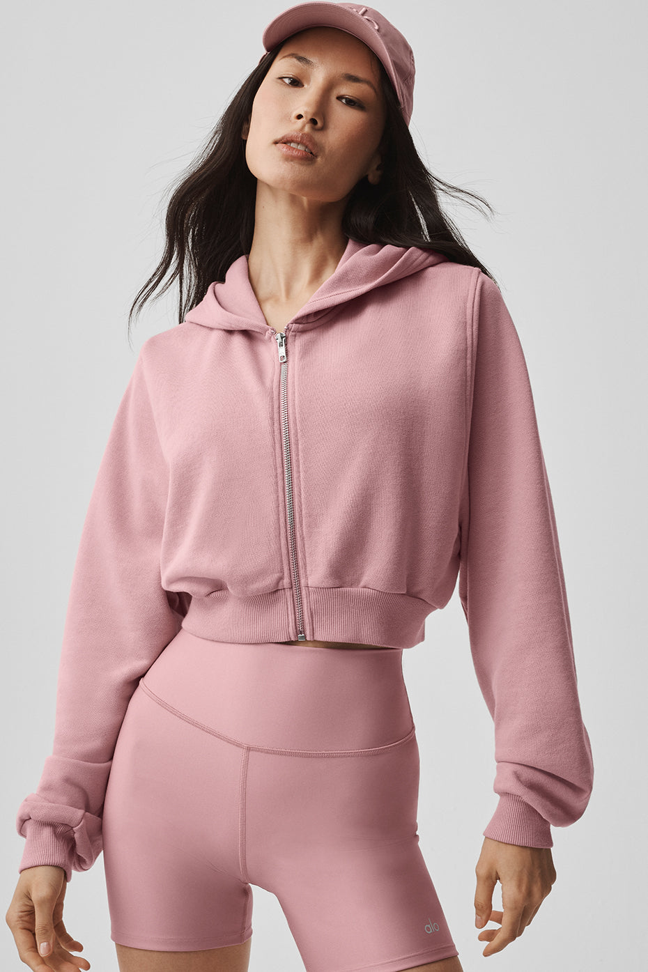 ALO Yoga Sweet Escape Zip Up Hoodie - Vintage Pink - 4