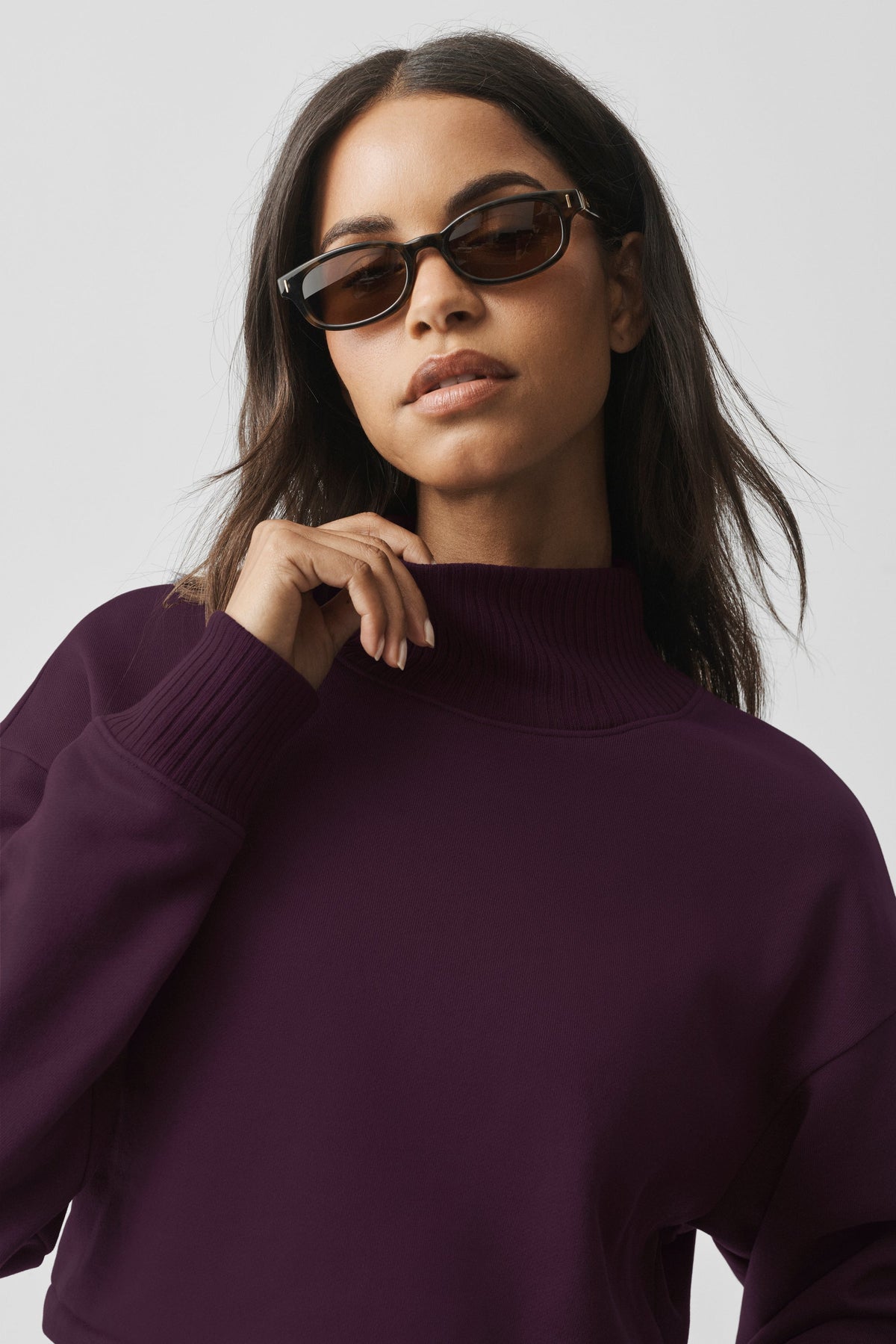 ALO Yoga Cropped Serenity Coverup - Rich Bordeaux - 3