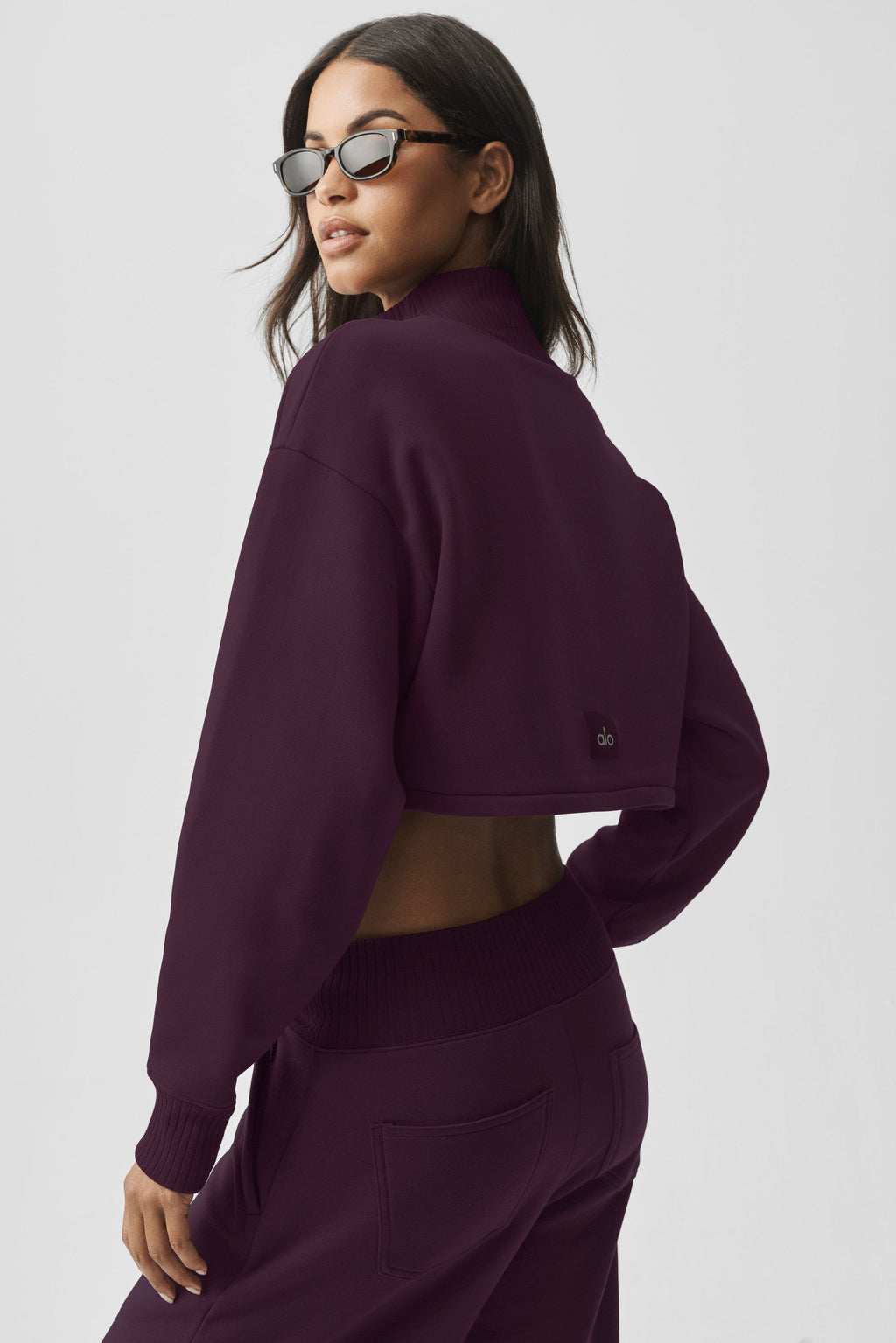 ALO Yoga Cropped Serenity Coverup - Rich Bordeaux - 2