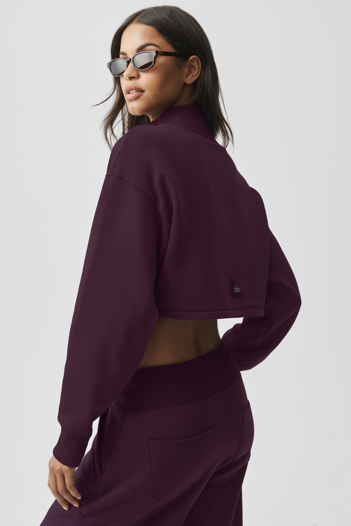 ALO Yoga Cropped Serenity Coverup - Rich Bordeaux - 2