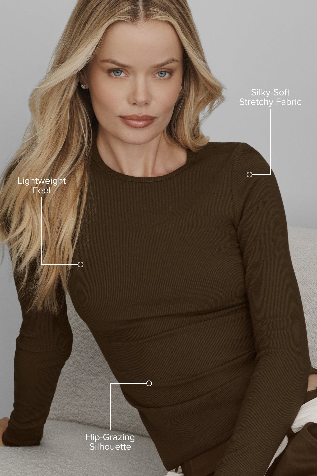 ALO Yoga Ribbed Modal Long Sleeve - Espresso - 2