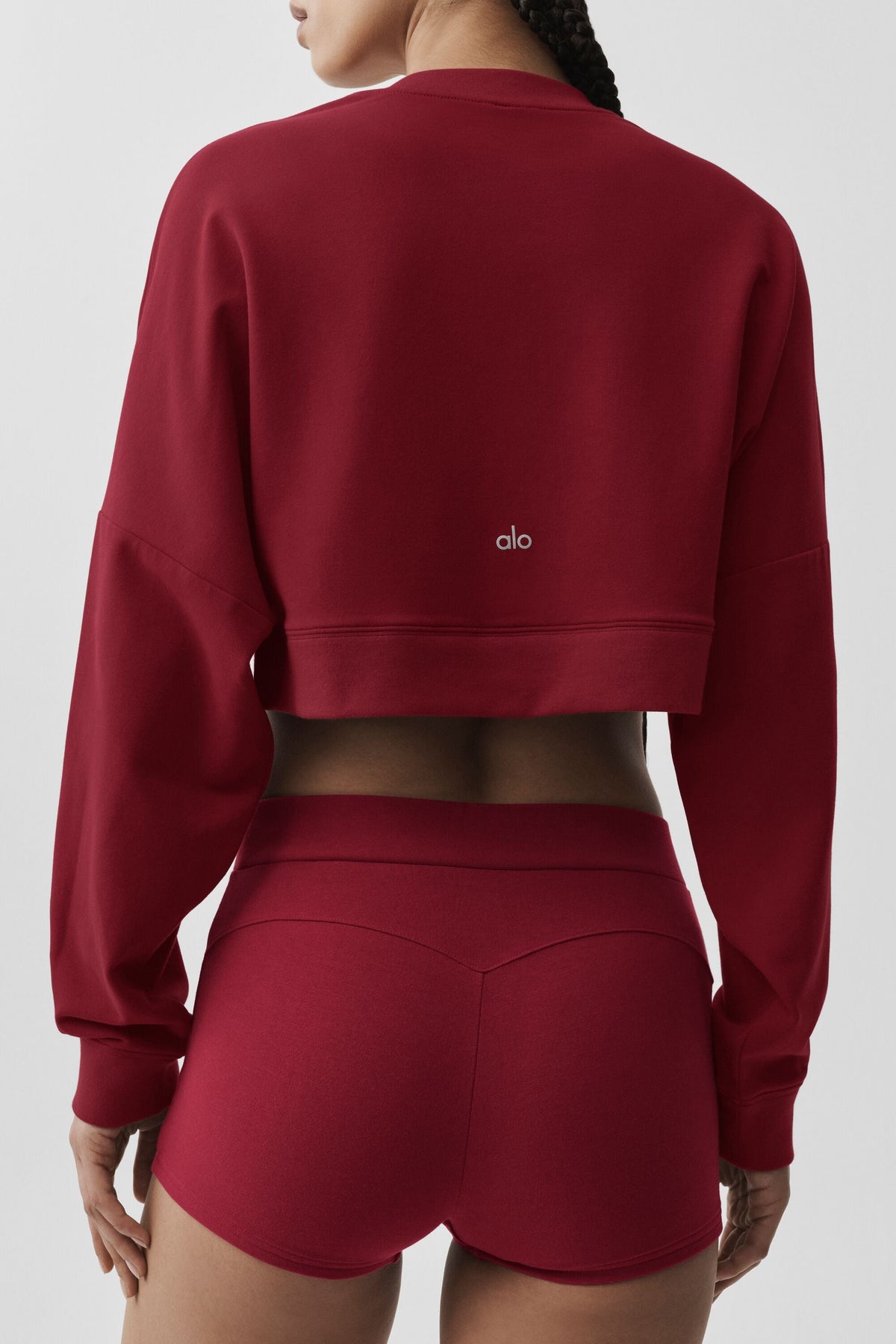 ALO Yoga Cropped Sway Crew Neck Pullover - Summer Romance Red - 2