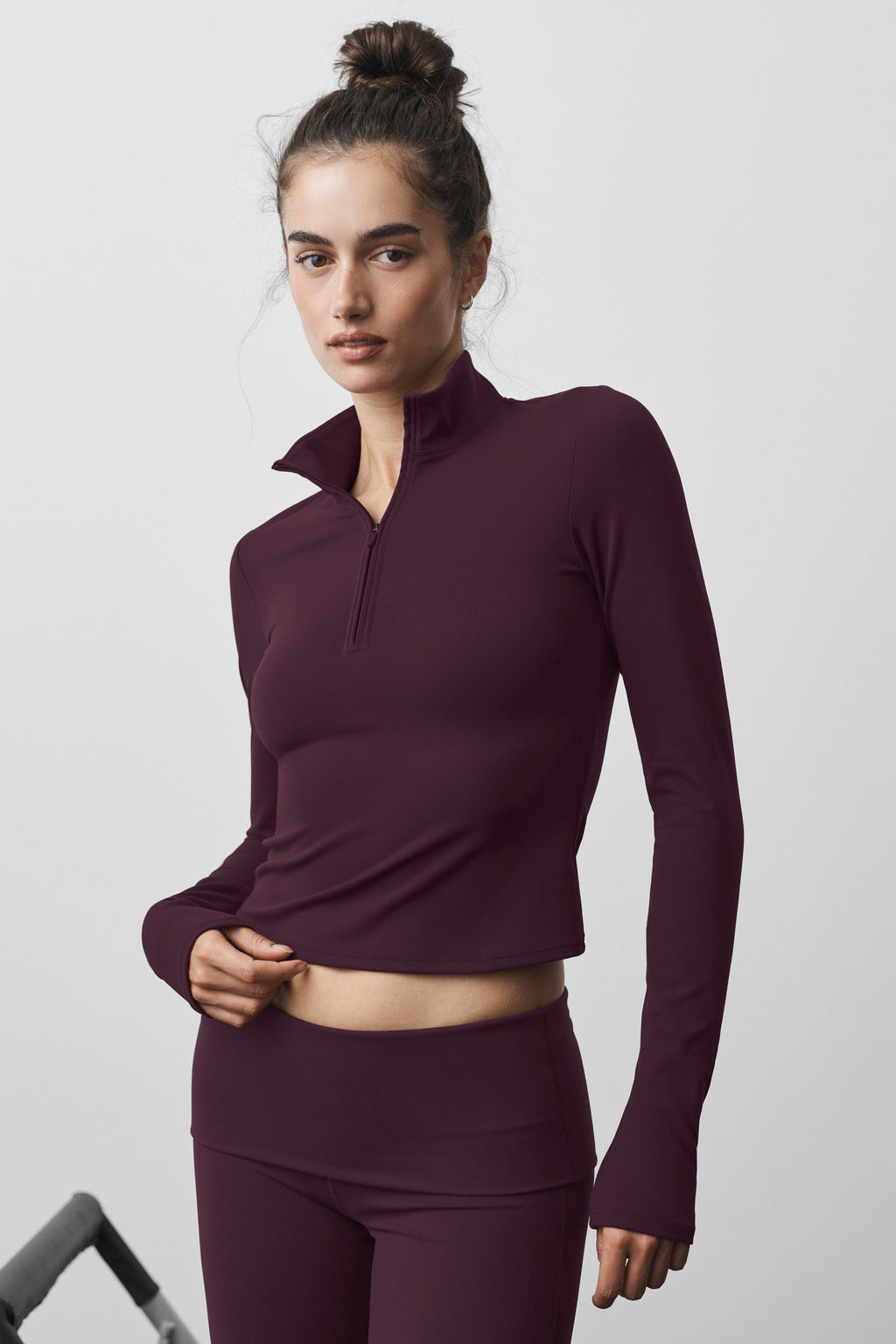 ALO Yoga Softsculpt Precision 1/4 Zip Long Sleeve - Rich Bordeaux - 3