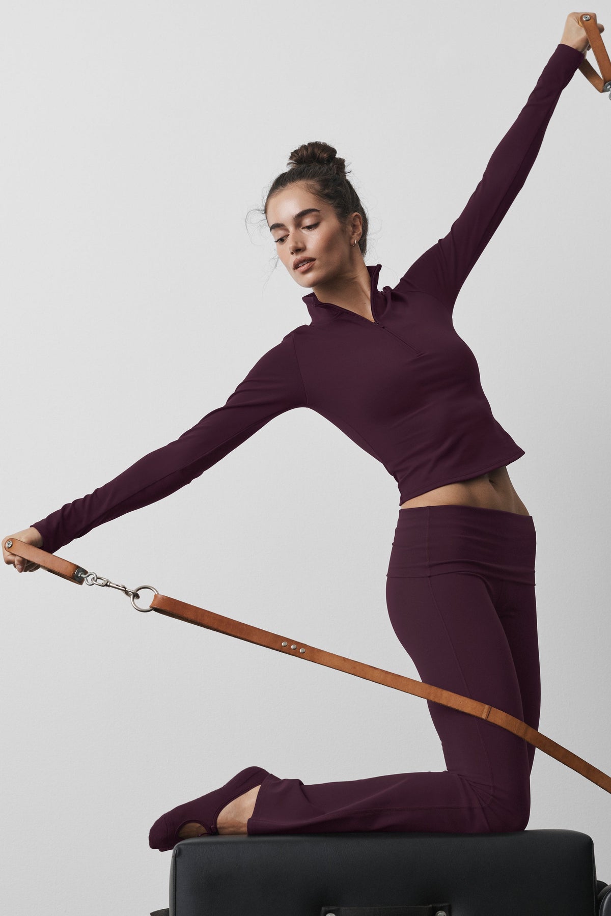 ALO Yoga Softsculpt Precision 1/4 Zip Long Sleeve - Rich Bordeaux