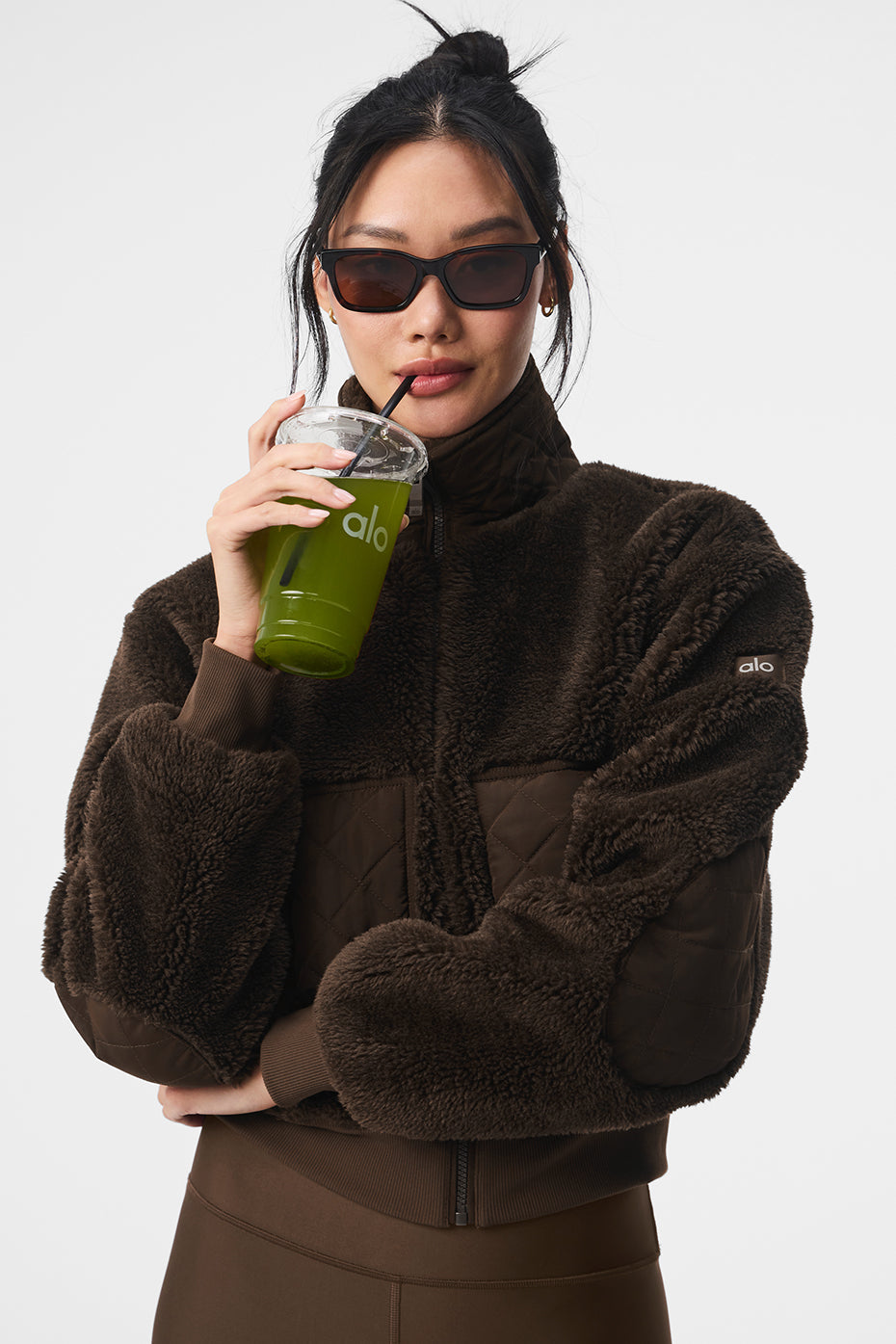 ALO Yoga Sherpa Edge Bomber - Espresso