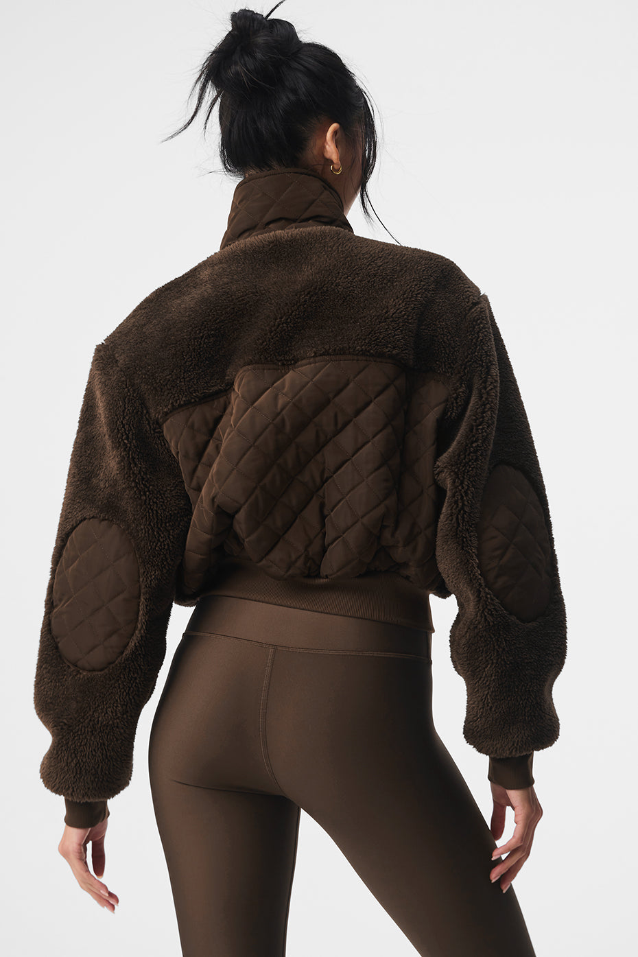 ALO Yoga Sherpa Edge Bomber - Espresso - 2