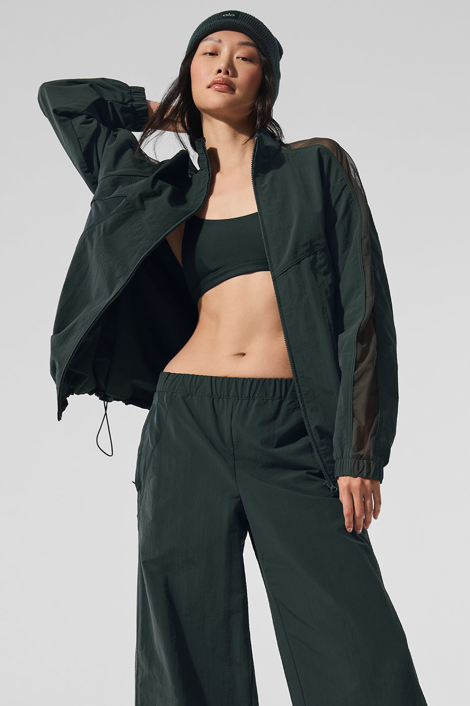 ALO Yoga Origin Full-Zip Track Jacket - Charcoal Green