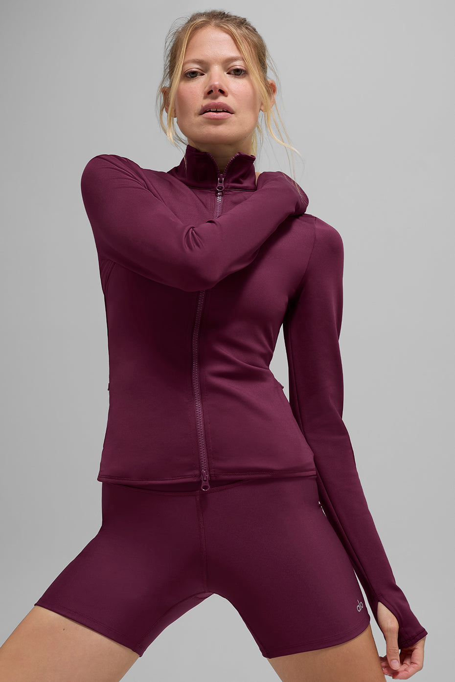ALO Yoga Airlift Winter Warm Radiant Full-Zip Jacket - Burgundy - 3