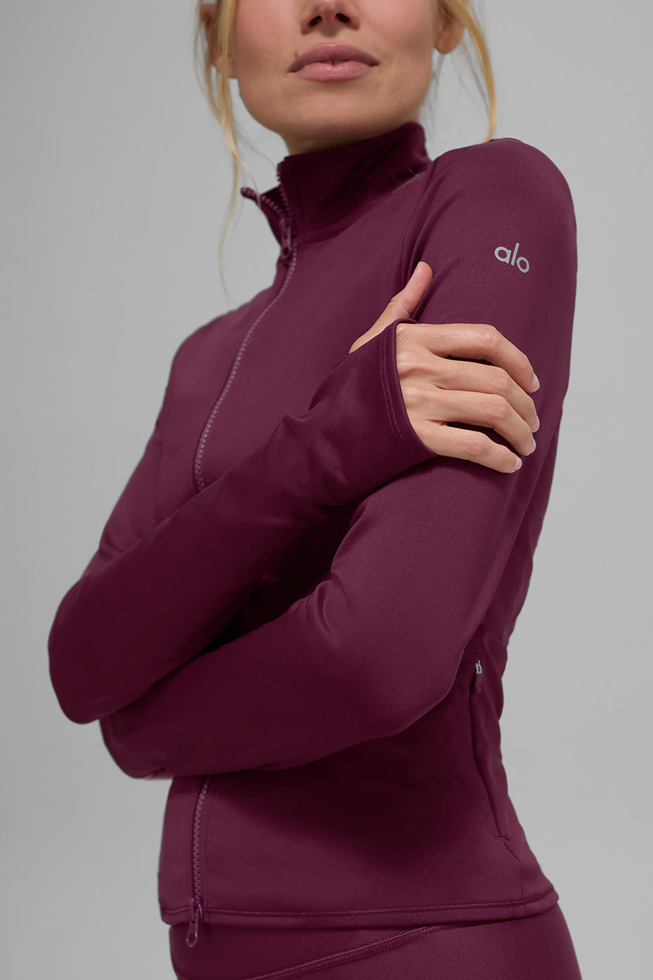 ALO Yoga Airlift Winter Warm Radiant Full-Zip Jacket - Burgundy - 2