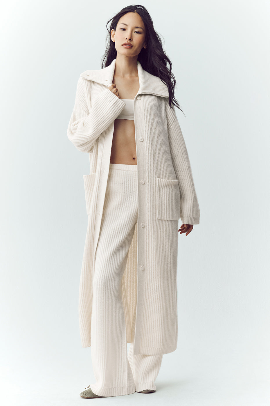 ALO Yoga Cashmere Northstar Long Cardigan - Ivory