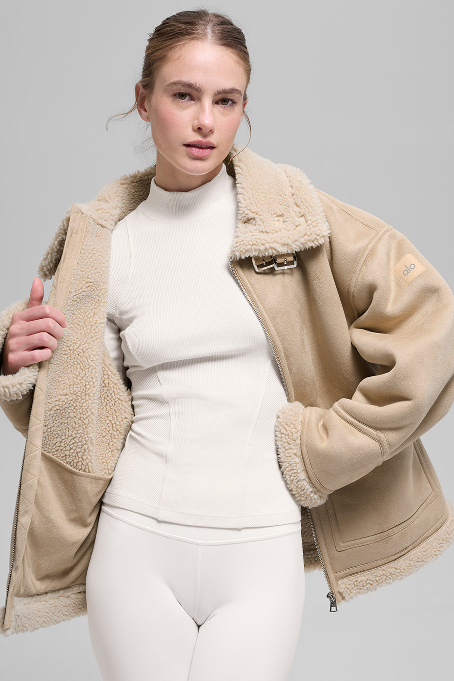 ALO Yoga Faux Shearling Grand Jacket - Woodland Tan - 5