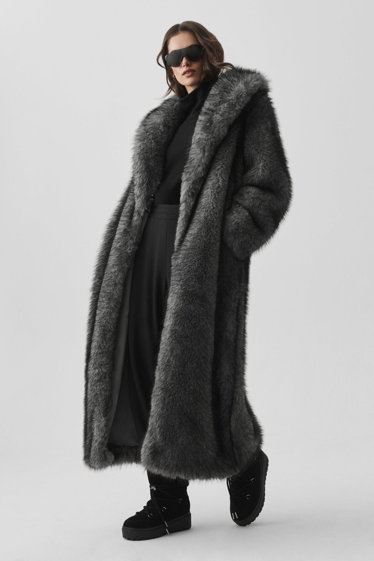 ALO Yoga Wolfy Faux Fur Long Coat - Tinsel - 5
