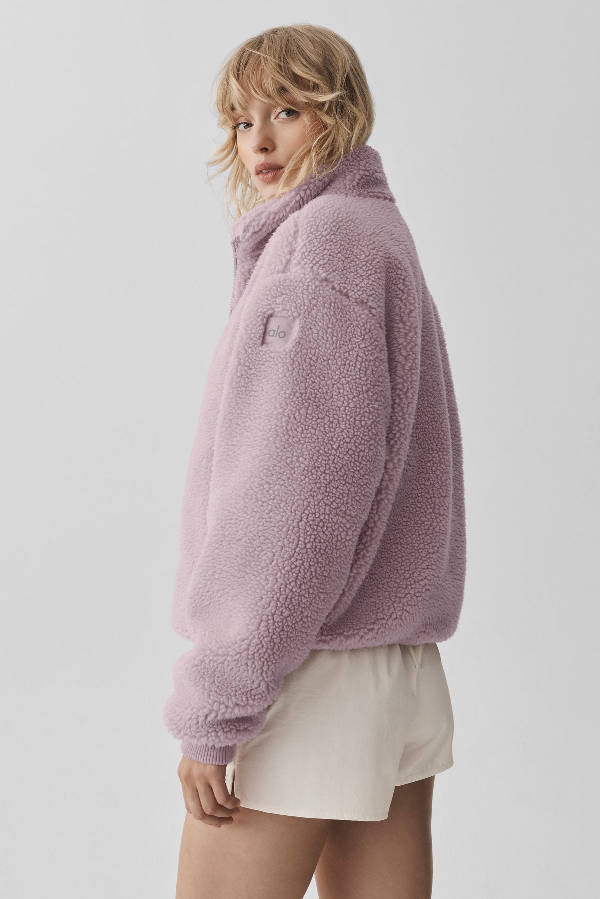 ALO Yoga Sherpa Avenue Full Zip Jacket - Frosted Pearl - 3
