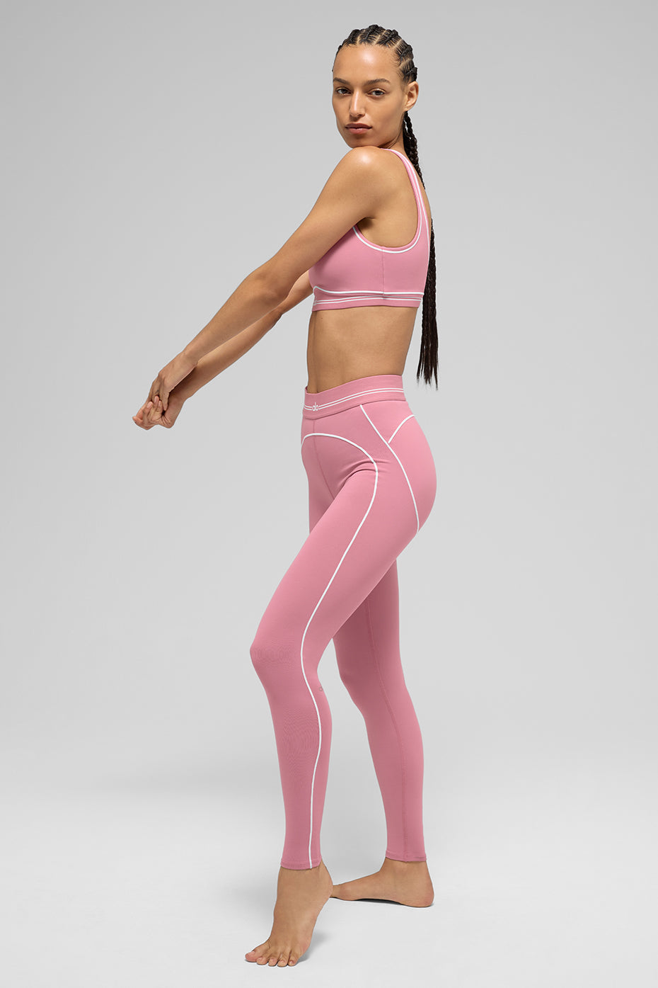 ALO Yoga Airbrush High-Waist Heart Throb Legging - Pink Wild Rose/White - 5