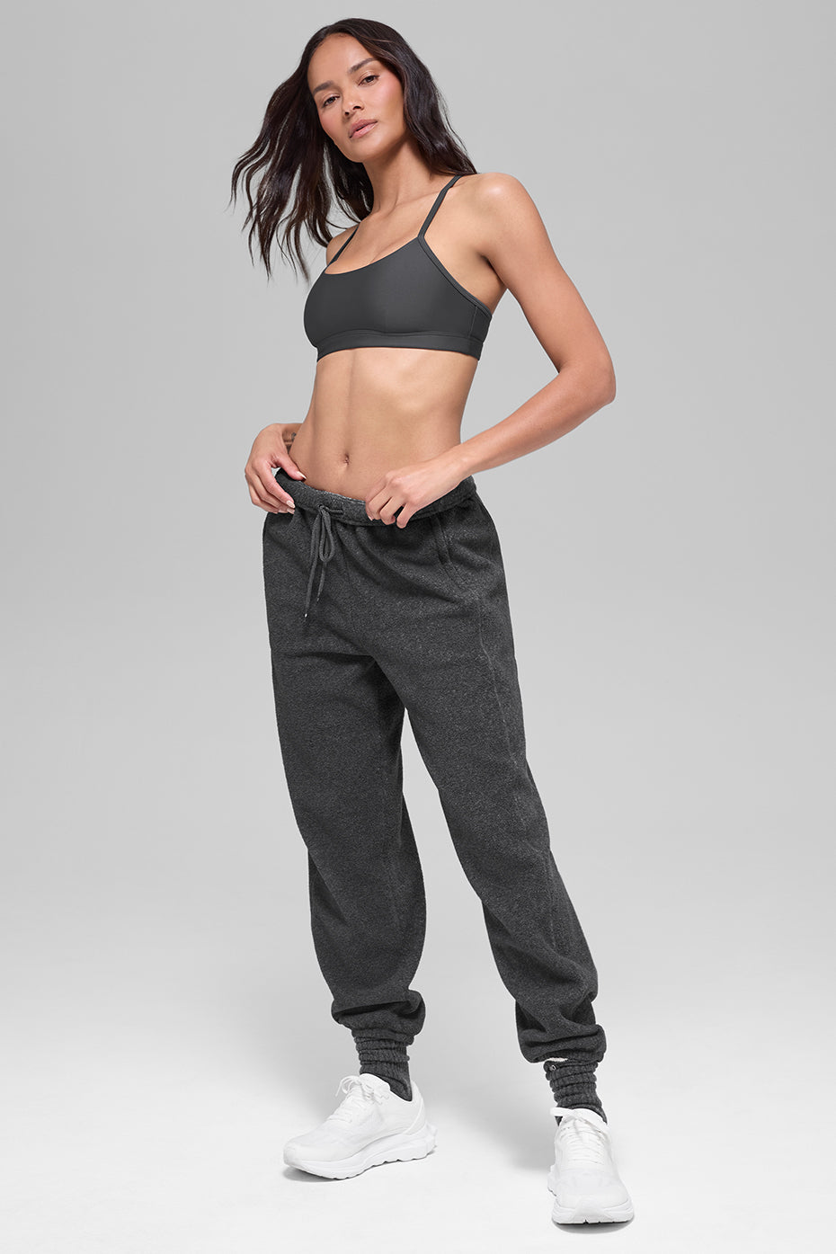 ALO Yoga Polar Fleece High-Waist Retreat Jogger - Dark Heather Grey - 5
